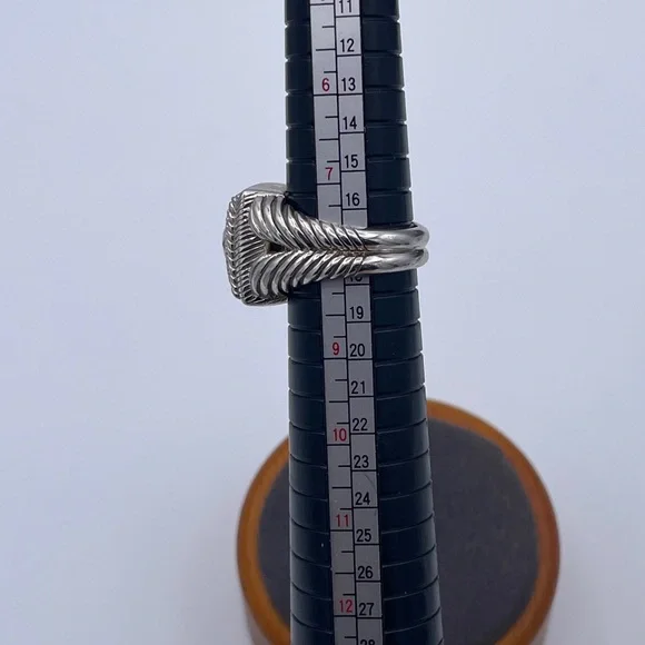 Judith Ripka Citrine Cushion Ring Sterling Silver 925 Double Cable Shank Size 8 - Picture 8 of 10